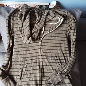 lightweight striped zip up hoodie